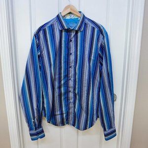 Robert Graham | Flip Collar/Sleeve Striped Shirt